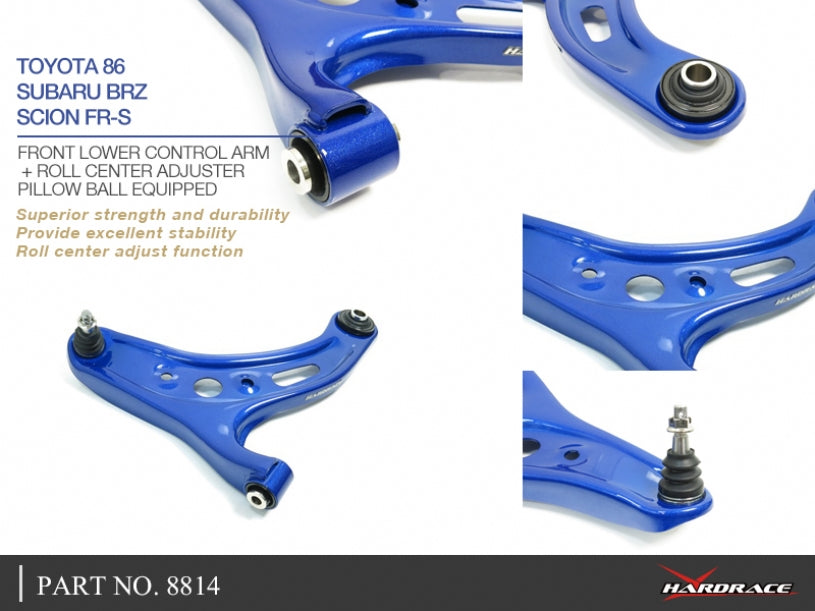 HAR-8814 HARDRACE FRONT LOWER CONTROL ARM + ROLL CENTER ADJUSTER 8814 TOYOTA 86 / SUBARU BRZ / SCION FR-S 2012+