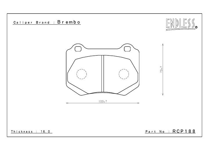 RCP188 ENDLESS CCRG BRAKE PADS (REAR) (FOR 2019-2021 WRX STI S209/2018+ WRX STI 6POT MONOBLOCK CALIPER FRONT)