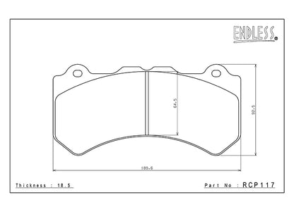RCP117[15.4MM] ENDLESS MX72 BRAKE PADS (FRONT) (FOR CORVETTE C7 Z06 W/ IRON DISC)