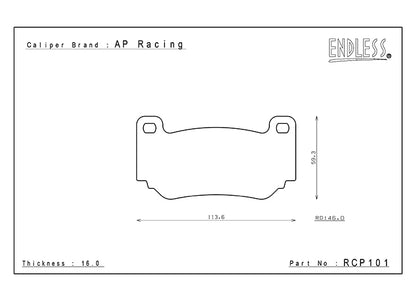 RCP101[16MM] ENDLESS MX72 BRAKE PADS (FRONT) (FOR EXIGE (SERIES 2) STOCK AP RACING CALLIPER/4 POT)