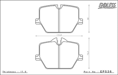 EP535/EP536 ENDLESS MX72 BRAKE PADS SET (FRONT+RAER) (FOR PREMIUM, LAUNCH EDITION (REAR ROTOR SIZE 345X24))