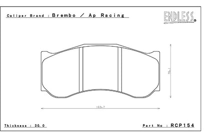 RCP154[30MM] ENDLESS ME20 BRAKE PADS (FRONT/REAR) (FOR CORVETTE C7 GT3 (CALLAWAY RACE CAR))